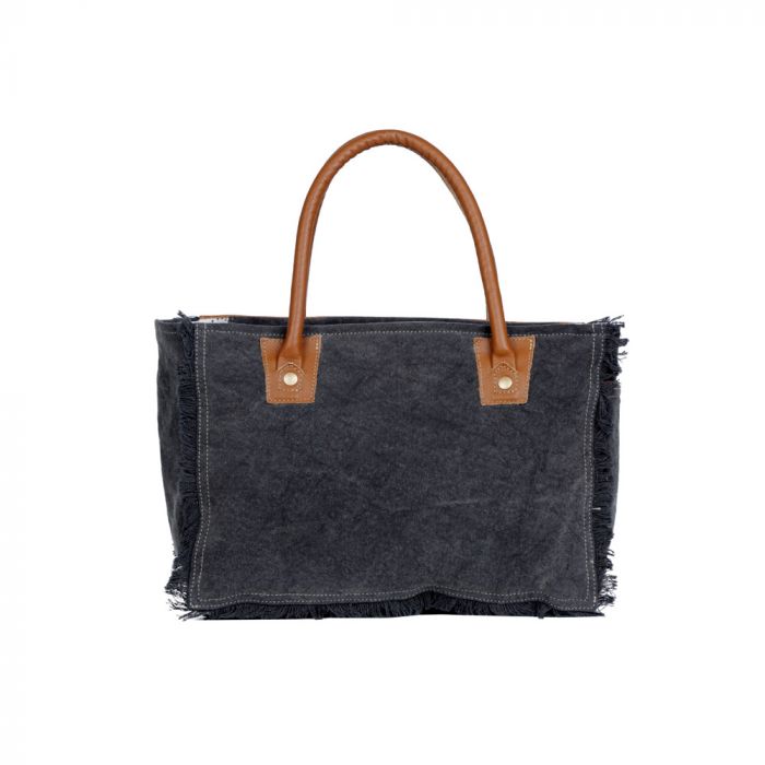 Myra Bag: S-3335 "SPOTLESS CANVAS AND HAIRON HANDBAG"