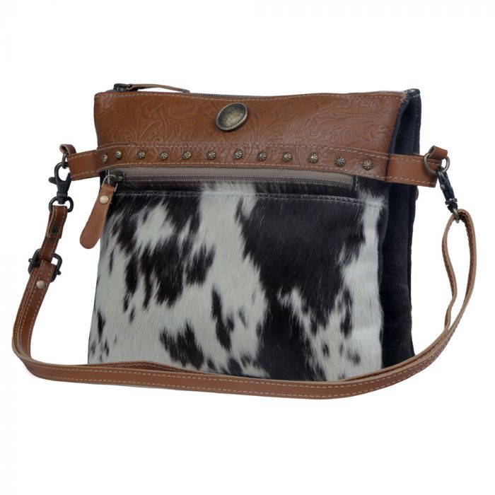 Myra Bag: S-3384 "REMARKABLE CANVAS AND HAIRON CROSS BODY BAG"