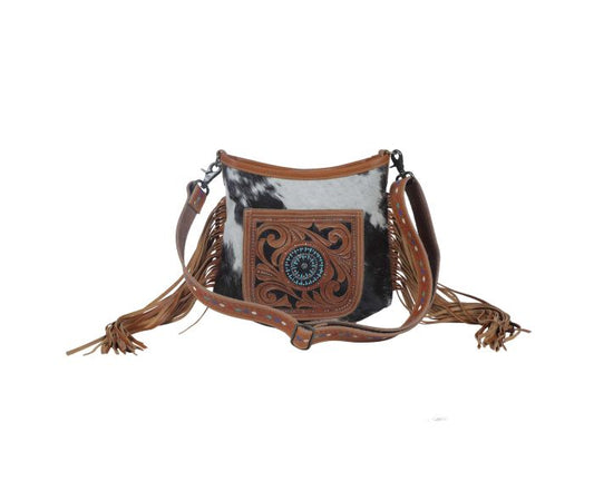 Myra Bag: S-3821 "BROWN QUILT HAND-TOOLED BAG"