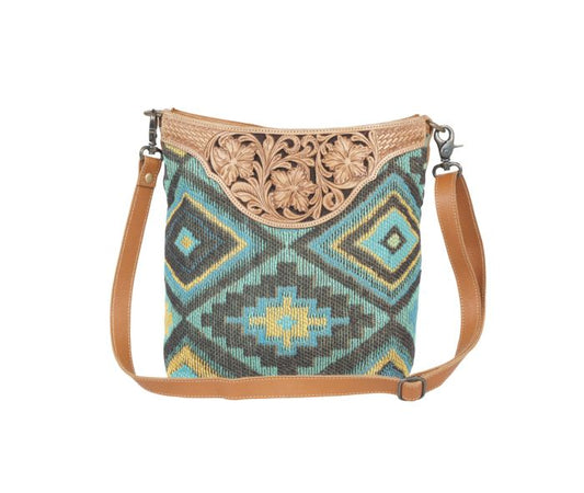 Myra Bag: S-4387 "BLUE SPRING HAND-TOOLED BAG"