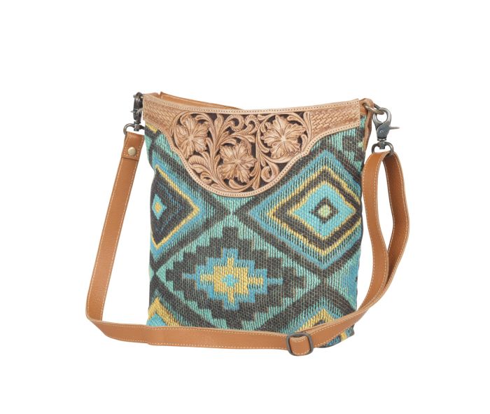 Myra Bag: S-4387 "BLUE SPRING HAND-TOOLED BAG"