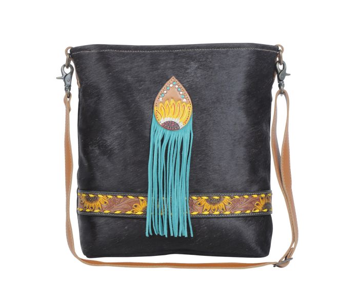 Myra Bag: S-4688 "BLUE CANDLE HAND-TOOLED BAG"