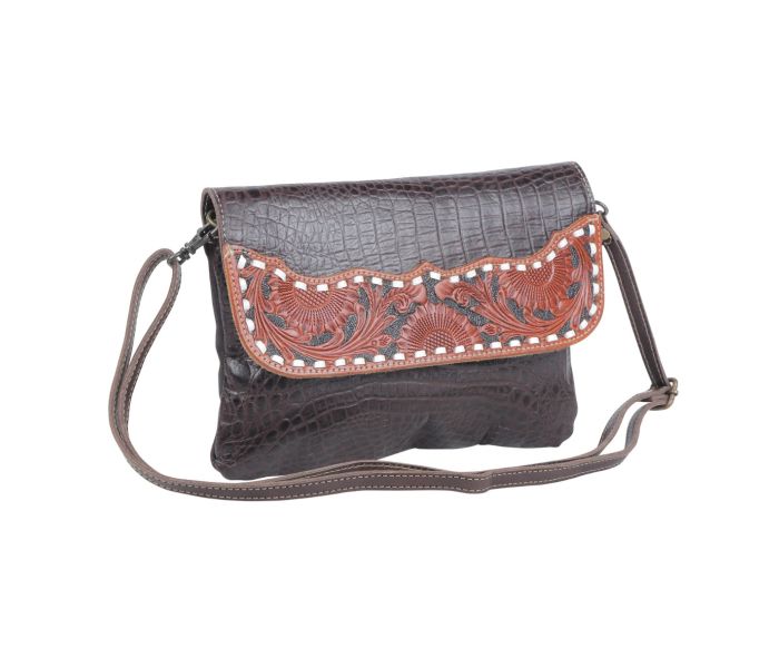 Myra Bag: S-4691 "CHOCOSPLASH HAND-TOOLED BAG"